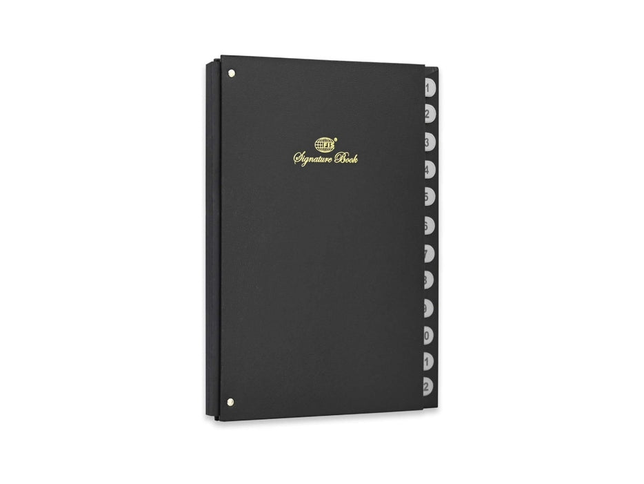 Signature Book, Vinyl Material Cover, 12 Sheets (1-12), Black Color, 240 x 340mm (FSCL1-12)