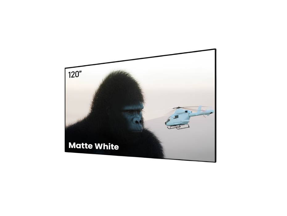 AWOL VISION Projector Screen 120 inch Fixed Frame, 4K / 8K Ultra HD, HDR & Active 3D Movie Wall Mount Projector Screen, Matte White Material, MW-120