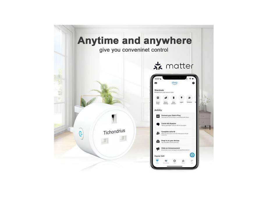 Tichondrius Smart Plug Work with Alexa, Apple HomeKit, Google Compatible SmartThings, Schedule Time, Tuya App&Voice Control Smart Outlet