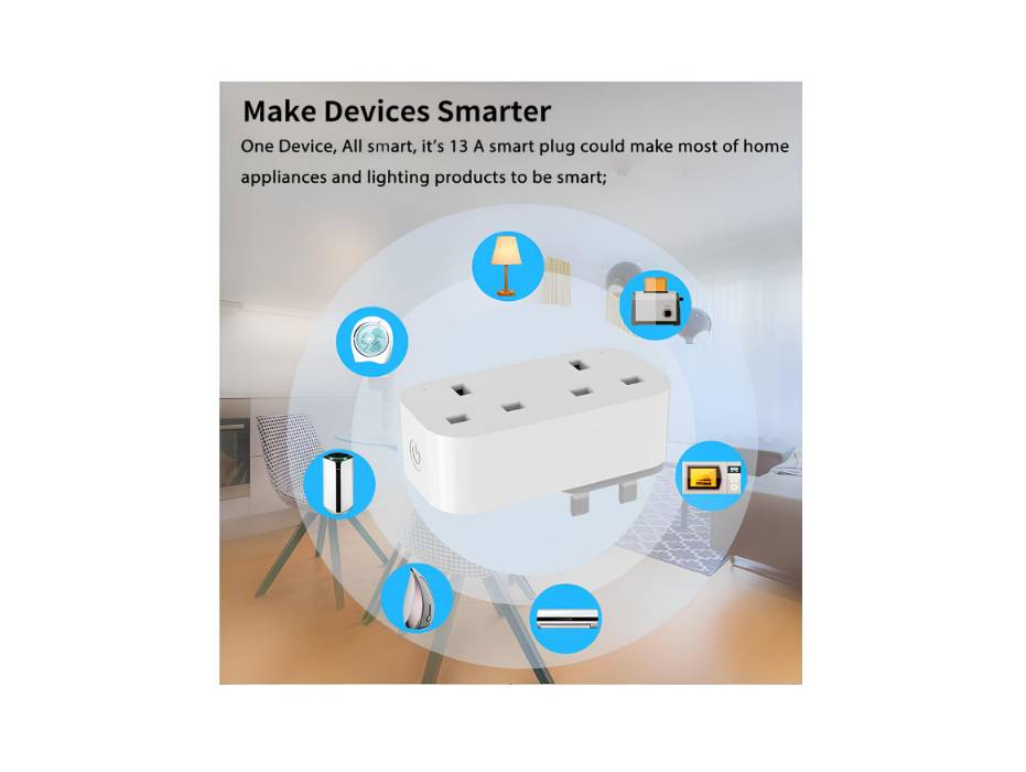 UanTii Smart Plug Tuya WIFI Double Socket Timing Schedule Wireless Smart Outlet Intelligent Smart Plug App Remote Control Works with Amazon Alexa and Google Home