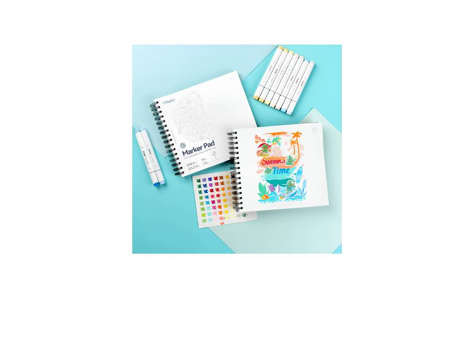 Ohuhu Double Sided Marker Pads Art Sketchbook Bleedproof - 150GSM Smooth Drawing Paper - 60 Sheets - 225 x 210mm