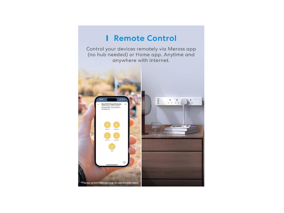 Meross Smart Power Strip - Apple HomeKit, Alexa, Google Home Compatible - 4 AC Outlets, 4 USB Ports, Wi-Fi Surge Protector
