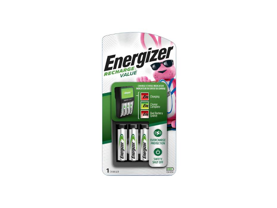 Energizer Rechargeable Aa And Aaa Battery Charger (Recharge Value) With 4 Nimh Batteries, Black, 50608