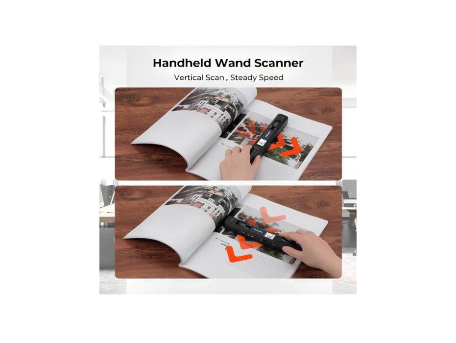 MUNBYN Portable Scanner, Photo Scanner for A4 Documents, Pictures, Pages Texts in 900 Dpi, Flat Scanning