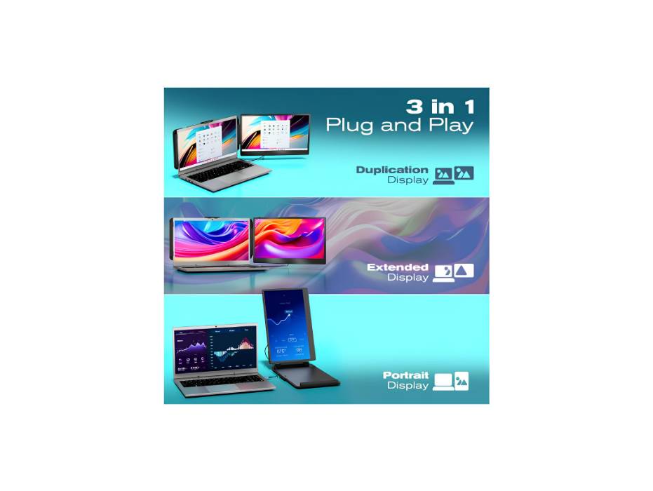 Teamgee Portable Monitor - 14’’ Full HD Second Screen for Laptop - USB-C & HDMI Connection