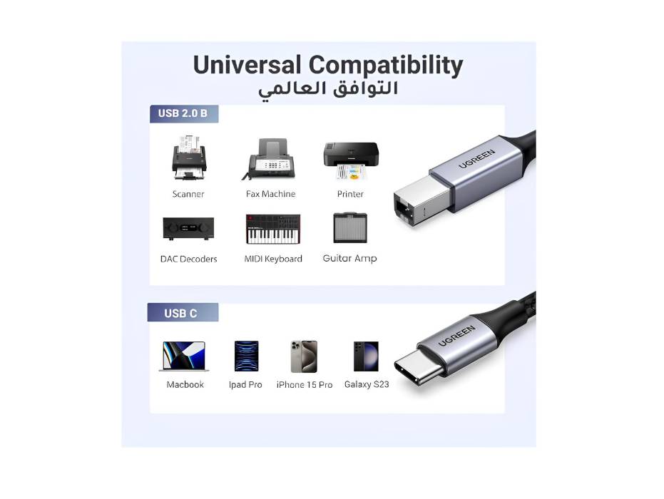 UGREEN Printer Cable USB C to USB B (2M)