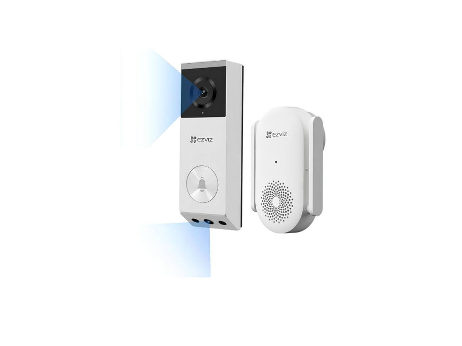 EZVIZ Video Doorbell with Chime, Dual Lens 2K & 1080P, Person Detection, Package Detection, Two-Way Audio and Colour Night Vision, 32GB eMMC Memory, EP3x Grey Chime Kit