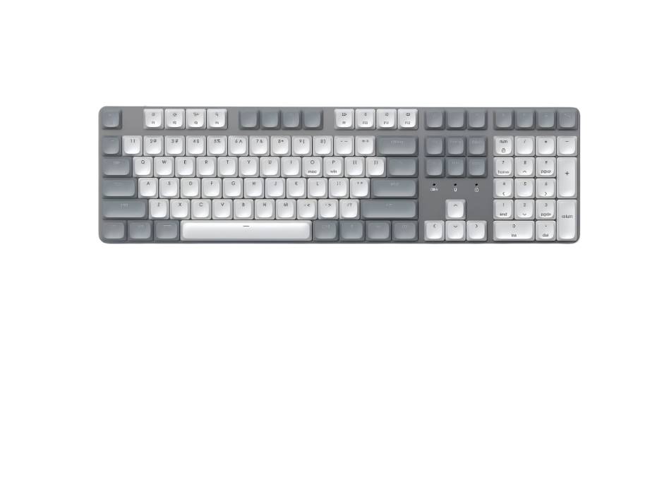 Satechi SM3 Mechanical Keyboard,108 Keys with White LED Backlit, Wired and Bluetooth -Mac and Windows - Light Gray/White