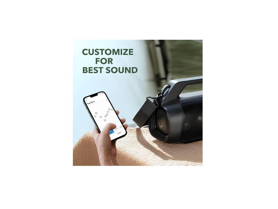Anker Motion Boom Plus Outdoor Speaker with 80W Booming Sound, 20H Playtime, IP67 Waterproof and Dustproof, Type-C, Custom EQ, 5.3, Portable Bluetooth Speaker