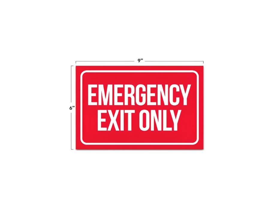 Emergency Exit Only Sticker, 6 x 9 inch