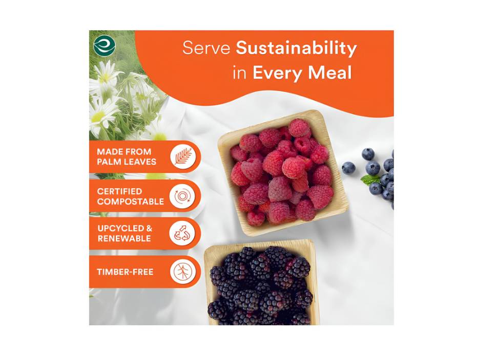 ECO SOUL 150 ml, 50 Pack Areca Palm Leaf Bowls Like Wooden Bamboo Eco Friendly