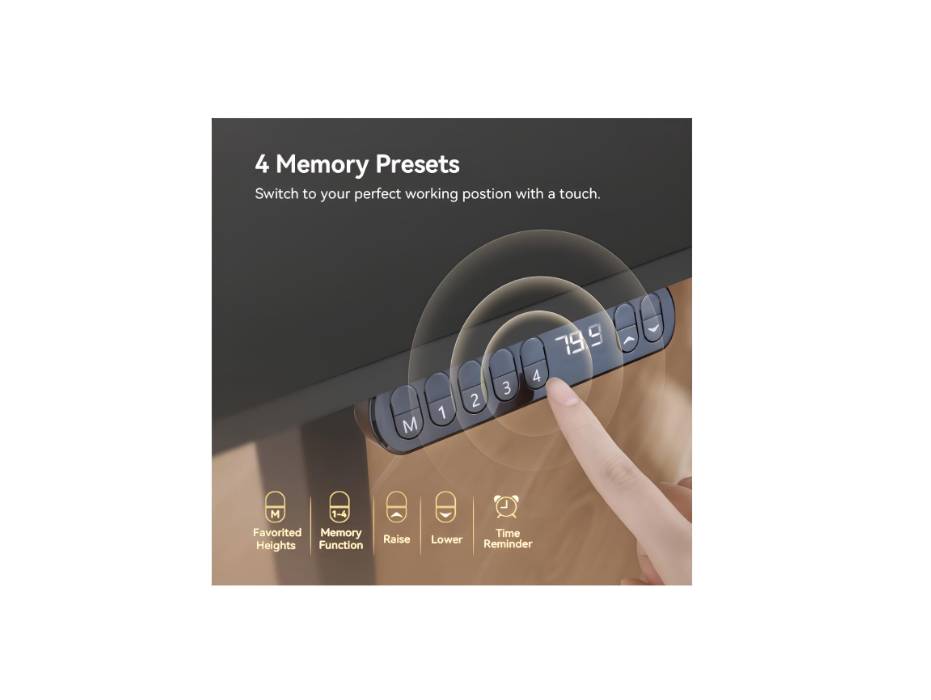 Electric Standing Desk, Sit-Stand Desk with 4 Memory Height Settings, Ergonomic Adjustable Height Desk Computer Workstation for Home & Office (Black)