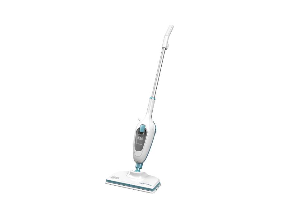 BLACK+DECKER Steam Mop, 1300W, Superheated Steam, 180° Swivel Steering, Microfiber Pad, 4m Cable, White/Blue