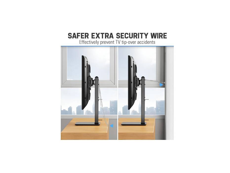 MOUNTUP Universal TV Stand, Table Top TV Stands for 37 to 75 Inch Flat Screen TVs, Height Adjustable with Tempered Glass Base Hold up to 88lbs, MU0031