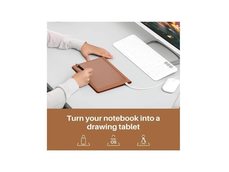 HUION Note 2-in-1 Digital Notebook Drawing Tablet With Battery-free Pen, Bluetooth Wireless Paper Tablet Electronic Writing Pad for Note-taking, Digital Art & Meeting, Refillable A5 Notepad, 9.5x7inch