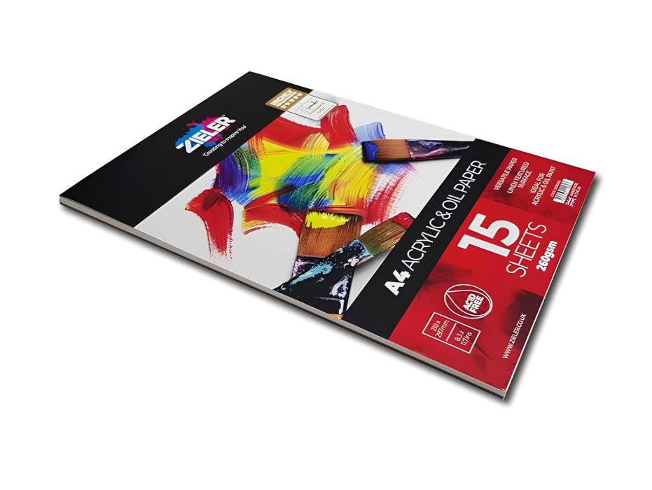 Zieler Acrylic & Oil Pad - A4 (artist quality 300 gsm 15 sheets of fine-grain, linen textured)