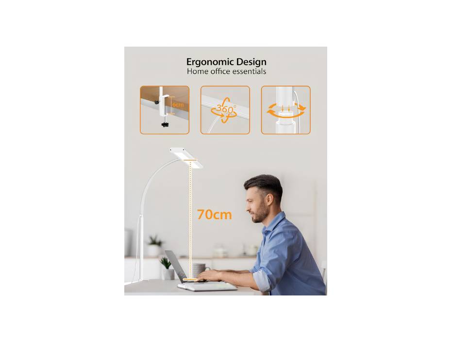 iFalarila Desk Lamp, Dimmable 160 LED Desk Light for Home, Office, Without Remote, White