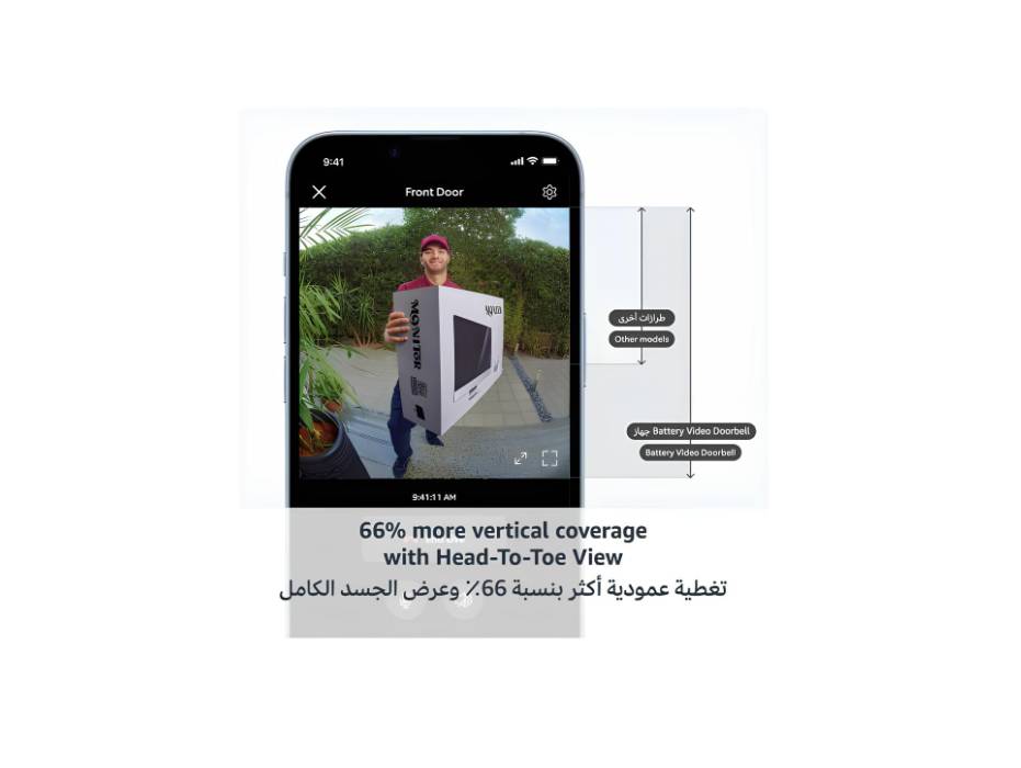 Ring Battery Video Doorbell | Answer your door from anywhere | Wireless Video Doorbell Camera I Head-To-Toe View, Two-way Talk | With Built-in Battery