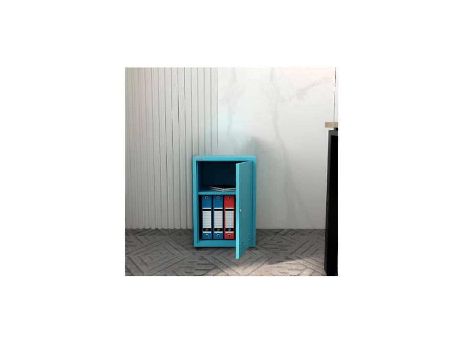 RIGID Mini Locker with Lock and Key, Steel Storage Lockable File Cabinet, Home School Gym Office Garage, Blue