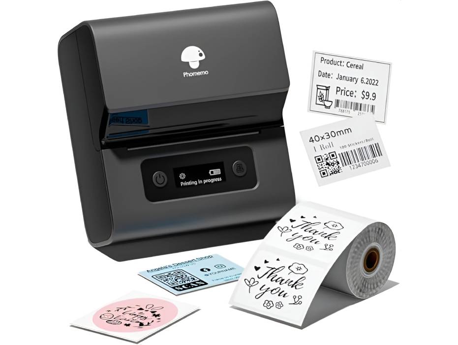 Phomemo Label Makers- M221 Barcode Label Printer, 3'' Bluetooth Thermal Label Maker Printer