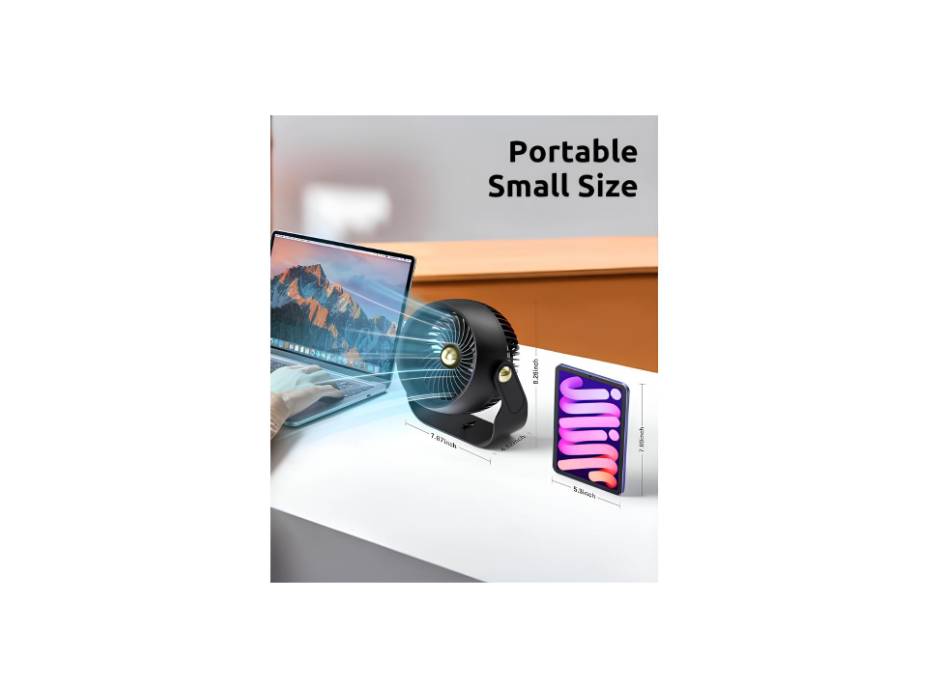 Portable Desk 270° Rotate Fan, 6 Inch, Quiet Air Circulator Fan, 3 Speeds with Strong Airflow