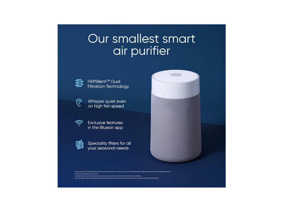 BLUEAIR Air Purifier for Rooms up to 43 m² | Blue Pure 511i Max– Smart, Quiet, HEPASilent Technology, Ideal for Home, Bedroom, Children's room, Against Dust, Allergens, Smoke, Mold & Pet hair