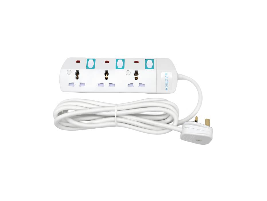 AZTECH PowerFlow 3-Way Universal Power Extension 3-Meter Cable