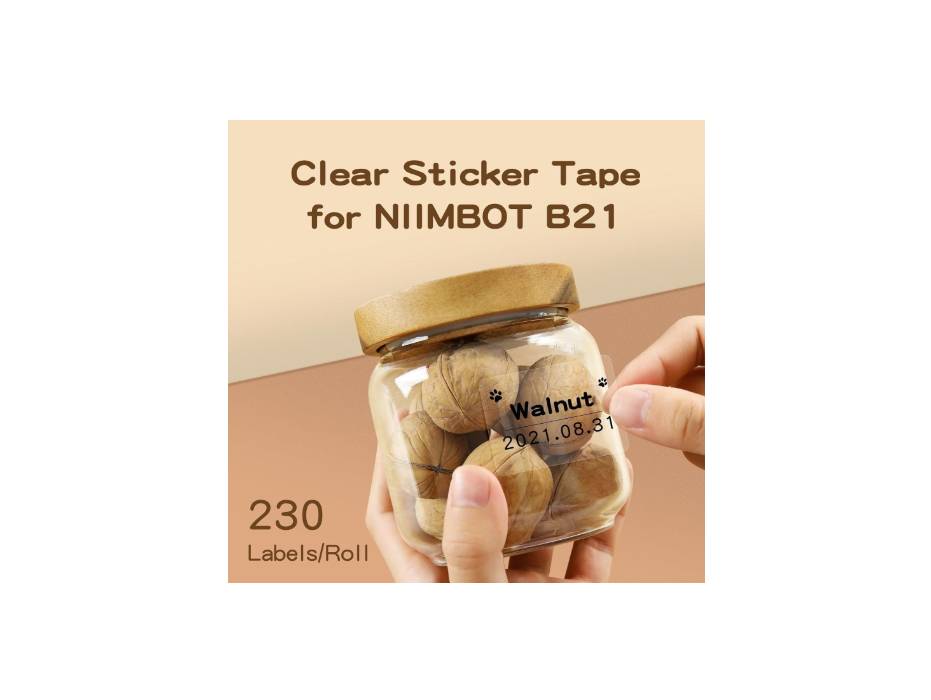 NIIMBOT B21 Clear Label Tape 30 x 40mm, Glossy Waterproof Oilproof Tear-Proof