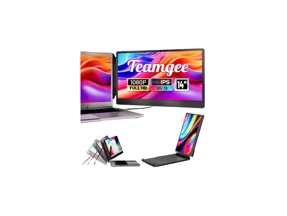 Teamgee Portable Monitor - 14’’ Full HD Second Screen for Laptop - USB-C & HDMI Connection
