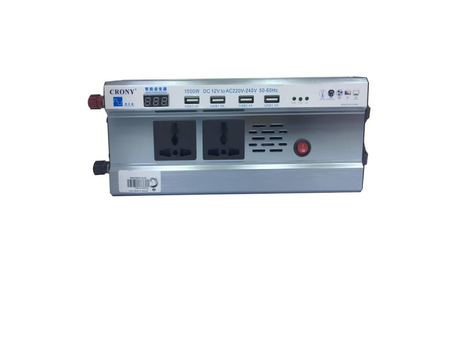 Crony 1500W Inverter with Display Screen DC 12V to AC 220V Car Converter Adapter with 4 USB