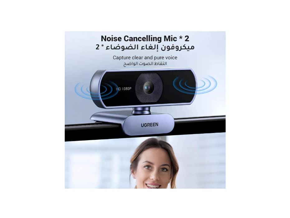 UGREEN 1080P Webcam with Microphone USB HD Camera, 1080P/30fps 720P/60fps Stream Camera, Dual Noise Reduction Mics