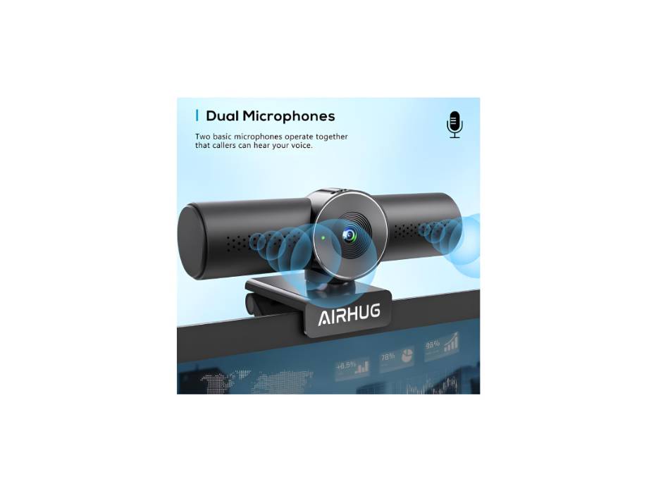 2K Webcam with Noise Canceling Microphones, USB Web Cam for Computer and Laptop Plug & Play, Web Camera with Privacy Cover, 71°Wide-Angle