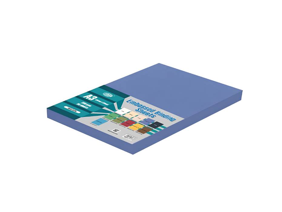 FIS A3 Embossed Leather Board Binding Cover, 50/pack, Dark Blue