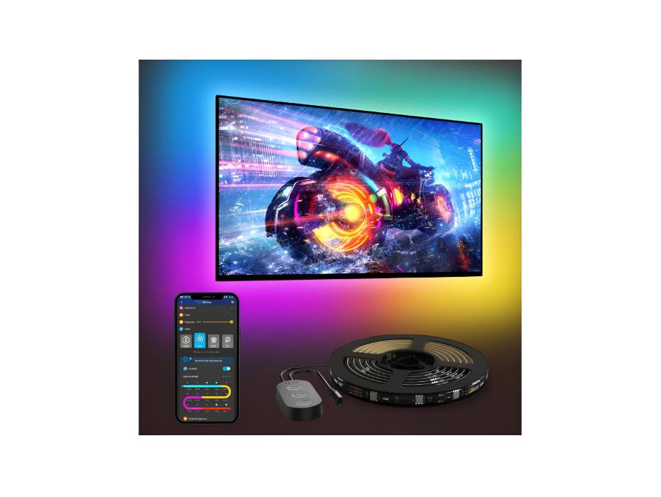 Govee TV LED Backlight, RGBIC Smart LED Strip Lights for 55-65 Inch TVs, Bluetooth and Wi-Fi APP Control, Works with Alexa & Google Assistant, Music Sync