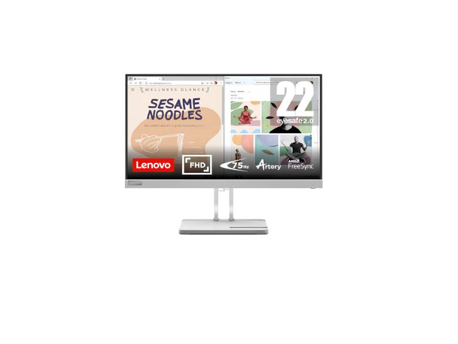 Lenovo L22e-40 – Everyday Monitor - 21.45" FHD Display - 75Hz - 4ms–16ms Response Time - AMD FreeSync - Low Bluelight Certified - Tilt Stand - HDMI 1.4 - VGA - Audio Out