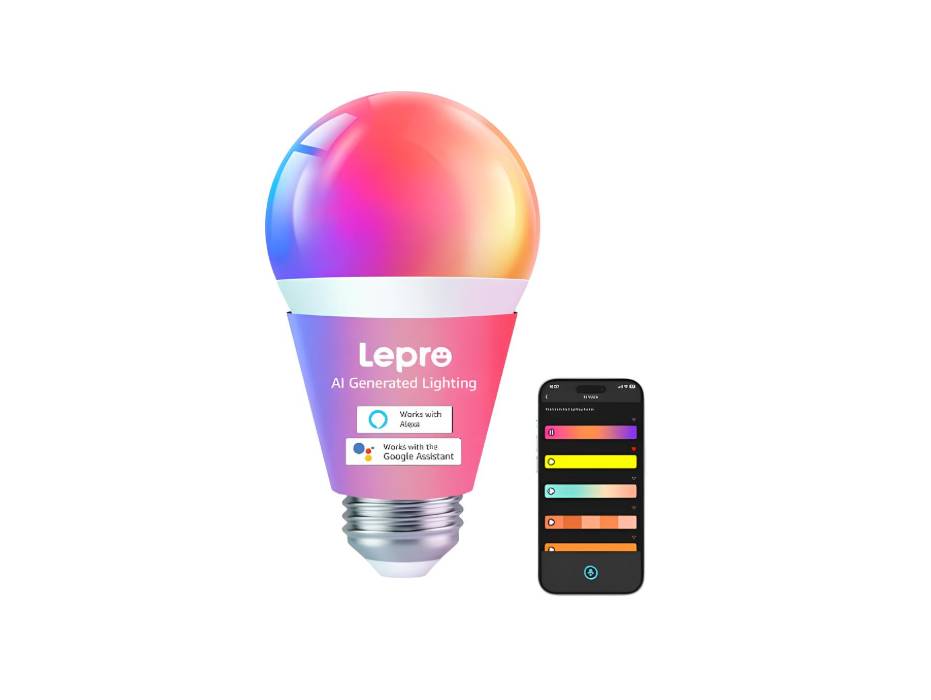 Lepro B1 AI Smart Bulb E27, 806LM 8.5W (Replace 60W), Work with Alexa & Google Assistant, RGBCCT, Music Sync Bluetooth and WiFi Bulb