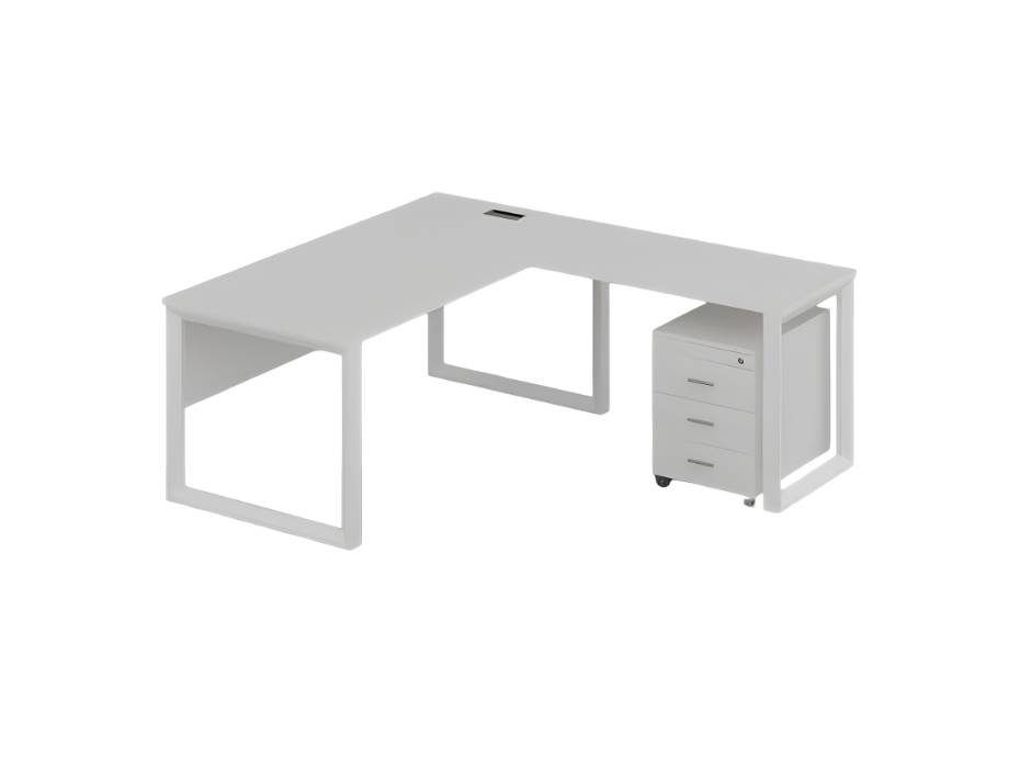 Pyramid L-Shape Desk, White