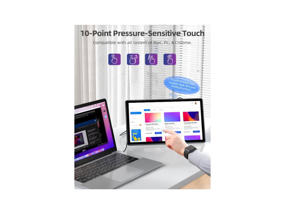 UPERFECT Y Portable Monitor Freestanding Touchscreen, 15.6''FHD 1080P IPS Screen with Adjustable Kickstand