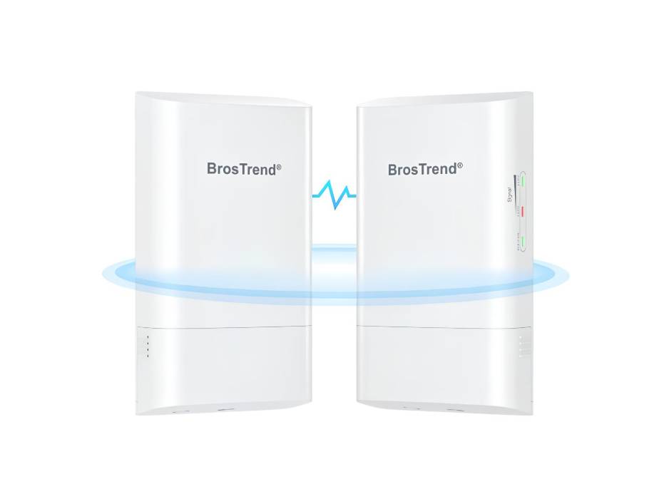 BrosTrend 5GHz 867Mbps Wireless Bridge, 1KM WiFi Bridge, Long Range Point to Point Outdoor CPE for PtP & PtMP, IP65, Plug and Play