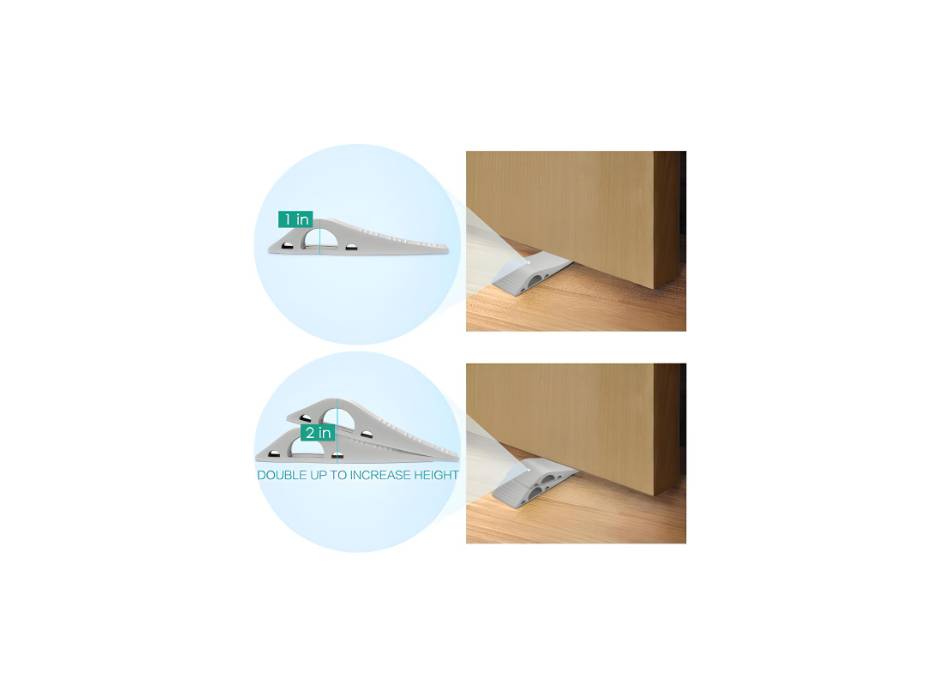 Rubber Door Stoppers with Holders, Stackable and Slip-Resistant, Pack of 3