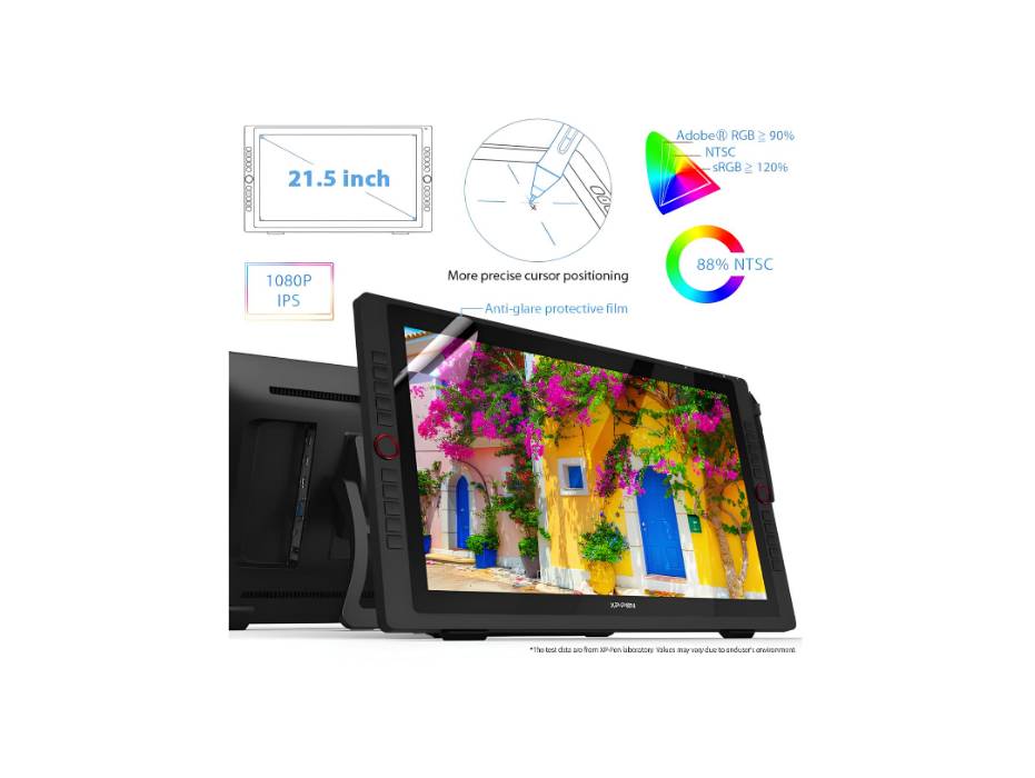 XP-pen 22R Pro Drawing Monitor 21.5 Inch Pen Display Graphic Monitor IPS Monitor with Two Red Dial Wheels and 20 Express Keys Battery-Free Stylus Tilt Supported