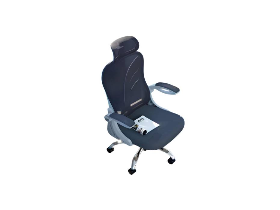 Ergonomic Office Chair with Foldable Backrest, Computer Desk Chair with Flip-up Armrests, Mesh Lumbar Support and 2D Headrest Big and Tall Office Chair, White (Folder2-GR)