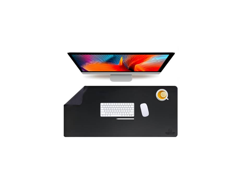 EXCOVIP Non-Slip PU Leather Large Desk Mat for Home and Office, 90cm x 40cm (Black)