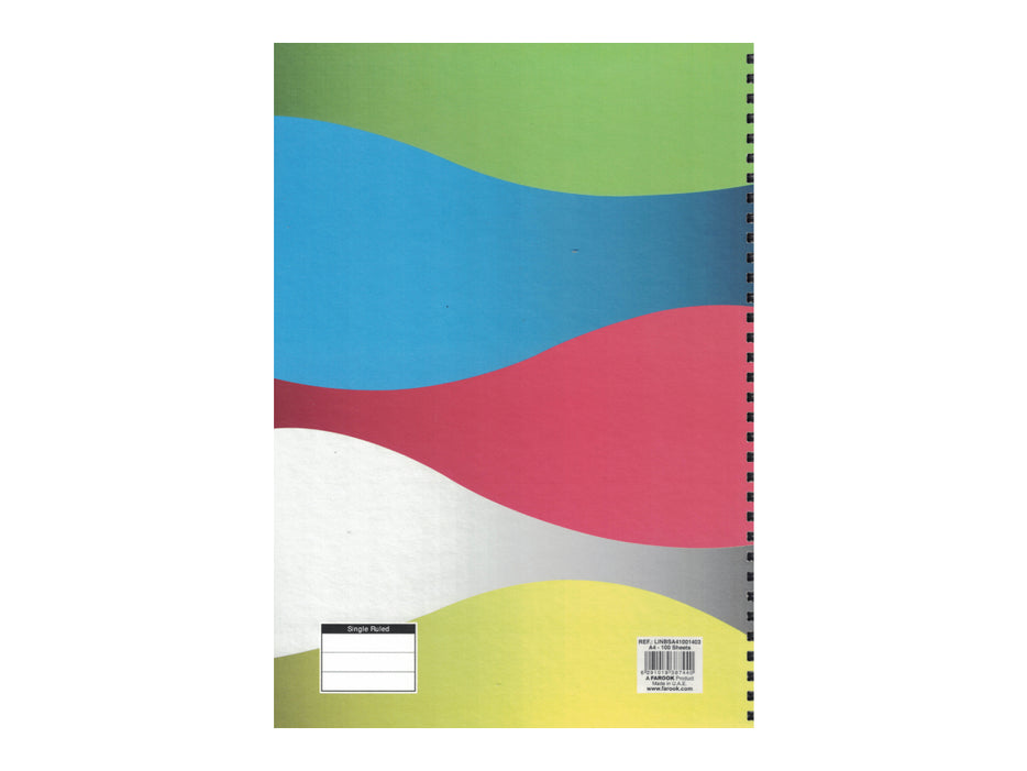 Spiral Hard Cover Notebook, Single Ruled, 100 Sheets, A4