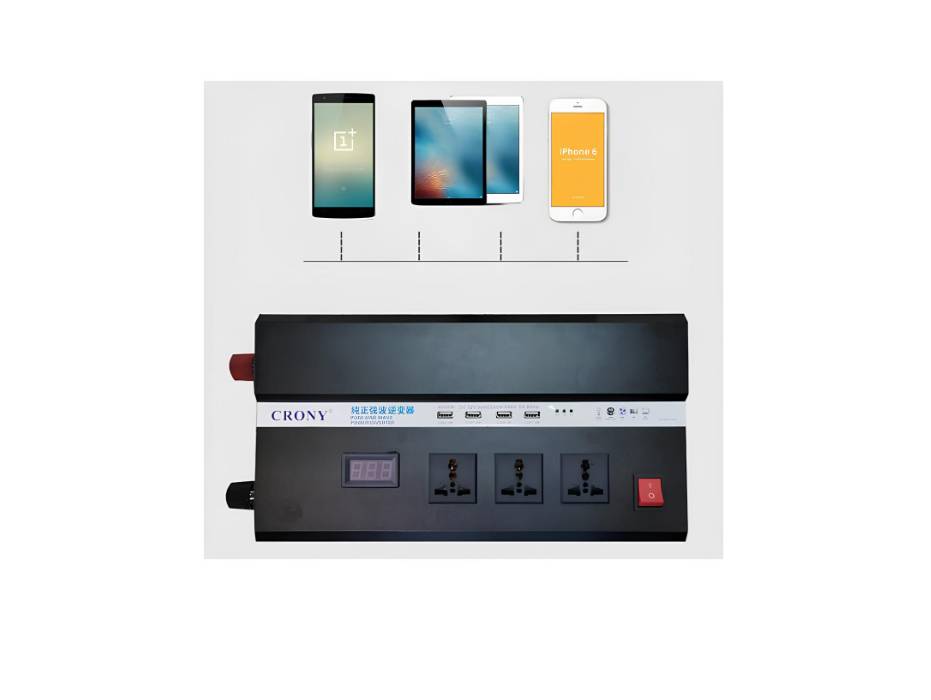 Crony 4500W Inverter with Display Screen DC 12V to AC 220V-240V Car Converter Adapter with 4 USB