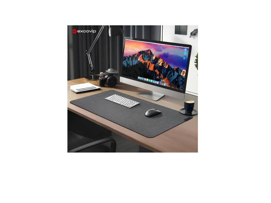 EXCOVIP Large Felt Desk Mat for Keyboard and Mouse, (90cm x 40cm) Grey