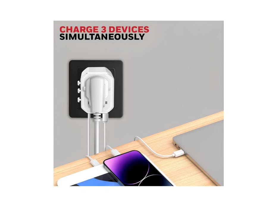 Honeywell Universal Travel Adapter 38W, 3-in-1 Fast Charging, Universal Socket, Type C, USBA, Worldwide Wall Charger