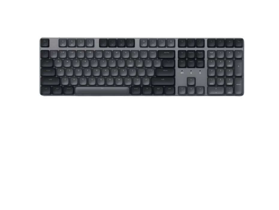 Satechi SM3 Mechanical Keyboard,108 Keys with White LED Backlit, Wired and Bluetooth -Mac and Windows - Dark Gray/Gray