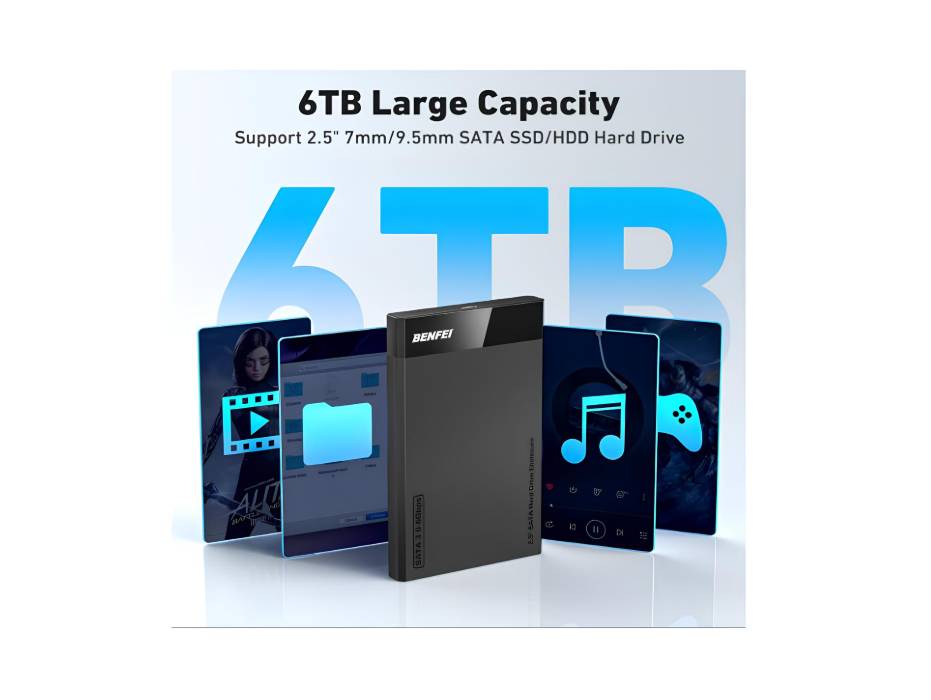 BENFEI 2.5 Inch SATA to USB Tool Free External Hard Drive Enclosure (6Gbps, Optimized for SSD, Support UASP SATA III)