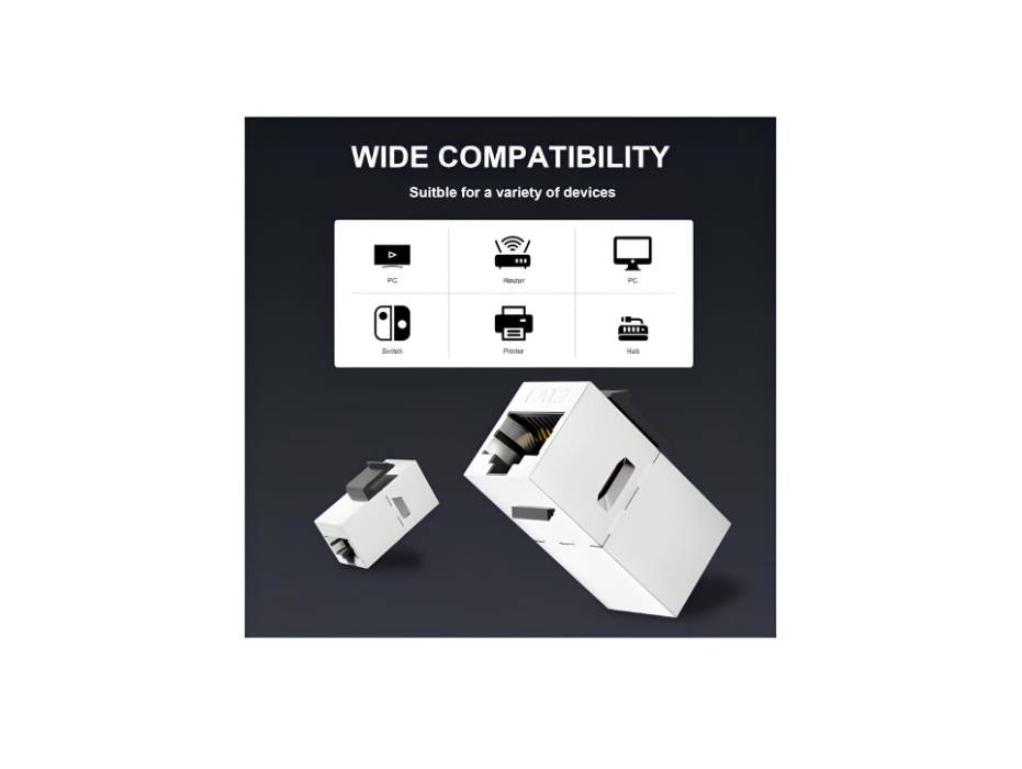 Kastwave CAT7 Coupler, RJ45, Keystone Shielded Coupler, Ethernet Coupler, Female to Female Keystone Jack, STP Keystone Insert for Cat7/Cat6a/Cat6/Cat5e Cables - Pack of 5